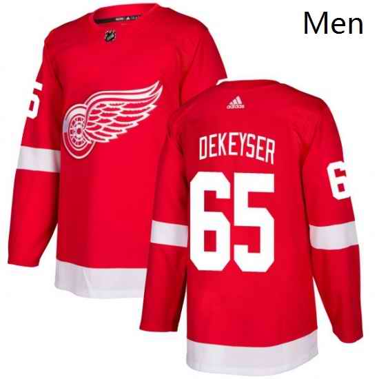 Mens Adidas Detroit Red Wings 65 Danny DeKeyser Authentic Red Home NHL Jersey